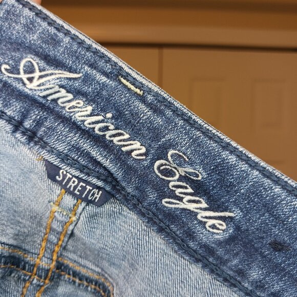 3/$18 or 5/$25 American Eagle Blue Stretch Skinny Jeans Size 4 Short - Picture 7 of 8